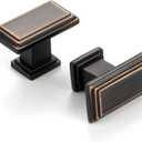 10 Pack 1-1/2 Inch Oil Rubbed Bronze Cabinet Knobs Brushed Bronze Drawer Knobs Rectangular Bronze Cabinet Pulls, ZK2206 Kitchen Hardware for Cabinets Drawers Bedroom Dresser Cupboard Bathroom