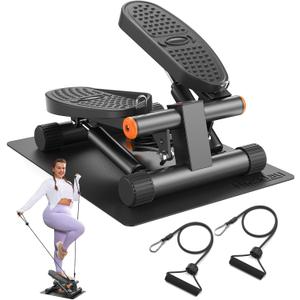 Niceday Steppers for Exercise, Mini Stair Stepper with Resistance Bands at Home Workout Equipment with 300LBS Loading Capacity, Hydraulic Fitness Stepper with LCD Monitor