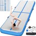 FBSPORT Gymnastics Training Mats Inflatable Air Gymnastics Mat 4/8 inches Thickness Inflatable Floor Mats for Home Use/Training/Cheerleading/Yoga/Water with Pump (10ft*3.3ft*4in(3*1*0.1m), Blue)