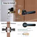 IRONZON Fingerprint Door Handle for Bedrooms - 191Y 4-in-1 Fingerprint Door Lock with Keypad and App Control, Smart Knob for Bedroom with Key, Keyless Entry Door Handle - Black