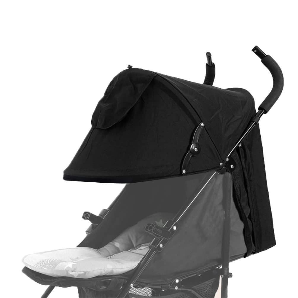 Universal Stroller Sun Shade Cover Stroller Canopy Awning for Pushchair Pram Baby Buggy Parasol Sun Umbrella with Pockets Mesh Window Adjustable Retractable (black upgraded version)