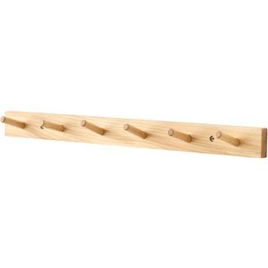 Wall Mounted Coat Rack 24 inches, Hickory Wood Wall Coat Hooks with 6 Hooks, Wooden Coat Hanger for Hanging Clothes Robes Towels Hats, Natural