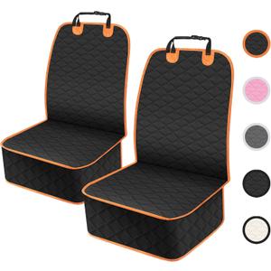 2 Pack Front Dog Seat Cover, Waterproof Car Seat Covers for Dogs Nonslip Scratch-Proof Dog Seat Cover Front Seat Cover for SUV, Trucks & Cars - S, Black/Orange