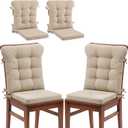 ROYALAY 2 Sets Cushions for Kitchen Chairs, Dining Chair Back Cushion with Straps, Dining Room Seat Pad & Back Pad with Removable Cover, White, 19.7inx19.3inx1.57in