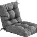 QILLOWAY Outdoor Seat/Back Chair Cushion Tufted Pillow, Spring/Summer Seasonal All Weather Replacement Cushions. (Charcoal Grey/Black) (Set Of 1)