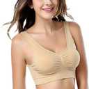 3 x Womens Sports Bras Womens Wirefree Bras Everyday Bras Comfort Bras Seamless Comfortable Yoga Bra (White, S)