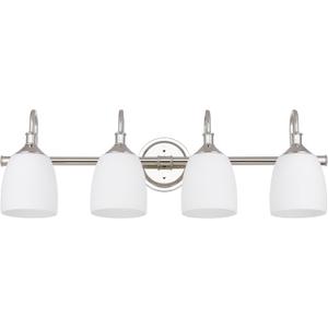 4-Light Polished Nickel Bathroom Vanity Light Fixtures Over Mirror, Vintage Vanity Lights for Living Room, Milk White Glass Shades, Standard E26 Base