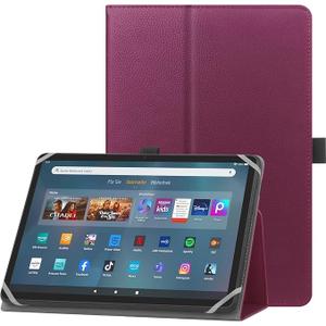 Universal Case for 9-10.1 inch Tablet Fire HD 10/ Fire HD 10 Plus with Stand Folio and Hand Strap Protective Cover for 9"-10.1" Samsung Huawei Android Tablet - Purple