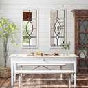 Farmhouse Mirror for Wall Decor: 43.3" x 17.7" Large Rustic Windowpane Mirrors with Wooden Frame- Decorative Entryway Mirror for Living Room/Bedroom/Hallway/Fireplace