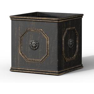 Kante Square Lion Head Concrete Planter, Classic English Style Plant Pot with Drainage Hole and Rubber Plug for Indoor Outdoor Garden Patio Home, 10.2"x10.2"x 10.2" Antique Gray