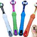 TIHOOD Three Sided Pet Toothbrush Dog Brush Addition Bad Breath Tartar Teeth Care Dog Cat Cleaning Mouth (Blue,Orange,purplr and White)