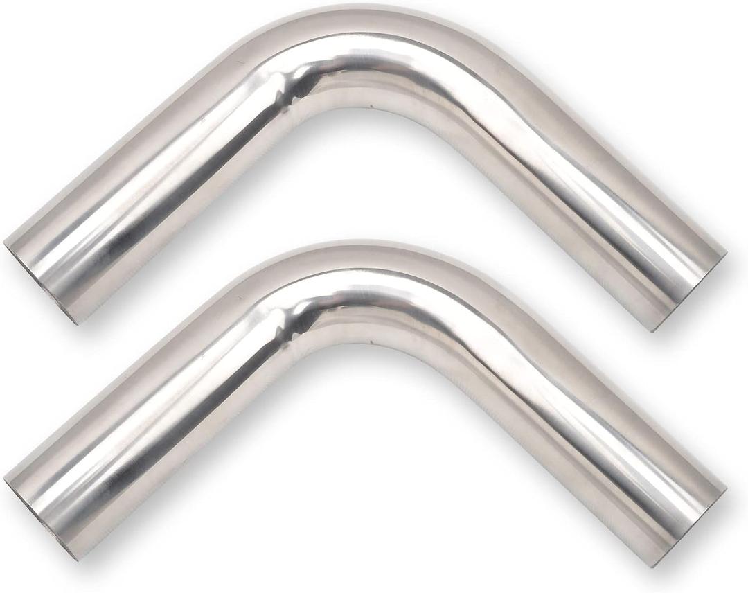 2.5 Inch 90 Degree DIY Custom Mandrel Exhaust Pipe Tube Pipe, T304 Stainless Steel, Universal Fit, 17.32 Inch End to End Length, 2.5'' OD Mandrel Bend Pipe 2PCS