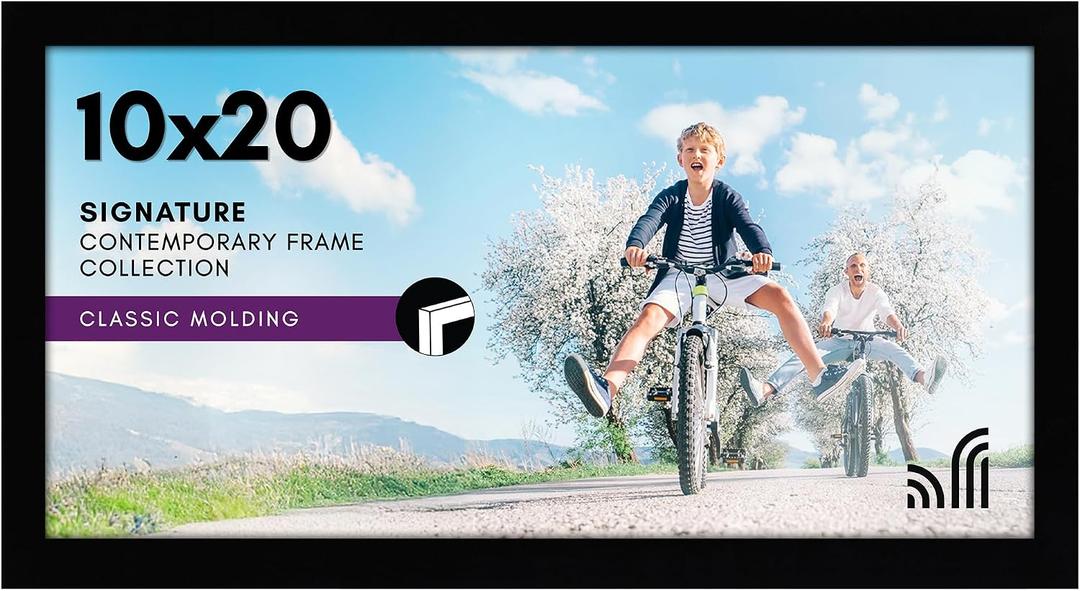 Americanflat 10x20 Picture Frame with Polished Plexiglass - Signature Collection - Gallery-Style Frames Made of Engineered Wood - Photo Frame for Wall Display - Black