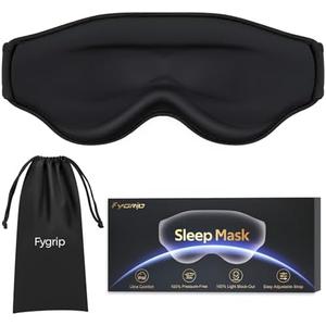 Fygrip 3D Cooling Eye Mask Sleep Mask for Men & Women, 100% Pressure-Free & Light Block-Out Eye Mask for Sleep with Easy Adjustable Strap, Night Eye Cover for Travel, Black