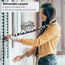 2 x Stretchy Scrunchie Lanyard for ID Badges Keys, Cute Teacher Lanyard for Women with 2 Card Holders 19.6 Inch (Black and White Flowers)