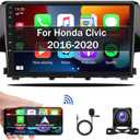 Android 13 Car Stereo Radio for Honda Civic 2016 2017 2018 2019 2020 with Wireless CarPlay Android Auto 1G+32G 9 Inch Touchscreen Bluetooth GPS Navigation WiFi HiFi FM Backup Camera MIC