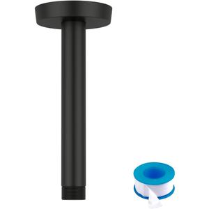 Lordear Matte Black Ceiling Mount Shower Arm and Flange, Extension Arm for Rainfall Showerhead, Round Pipe