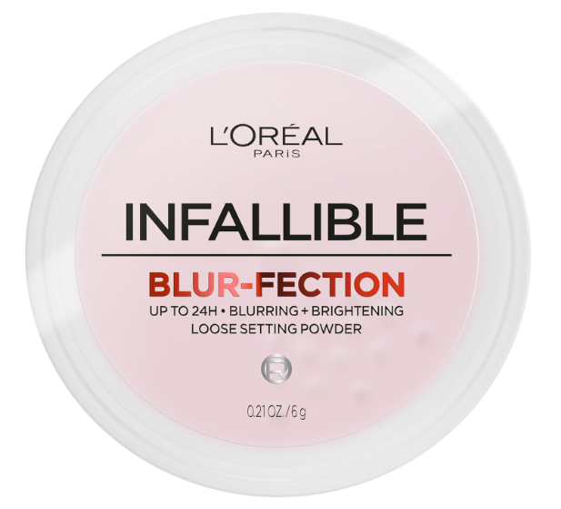 L'Oreal Paris Infallible Blurfection Longwear Loose Setting Powder, Blurring Face Powder With Up to 24HRs of Wear, Brightening Light Pink, 1 Kit