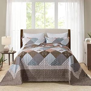 Oversized King Bedspreads 120x120-3 Pcs California King Quilt, Extra Large Quilt Sets All Season Use,Rustic Bedding Sets King Size,Reversible Coverlet Lightweight Microfiber Bed Quilts