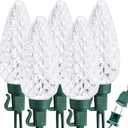 Brizled C9 Christmas Lights Cool White 16FT 25 LED 120V UL Certified Faceted Outdoor Christmas String Lights Connectable Xmas Tree Light for Tree, Holiday, House, Roof Decor