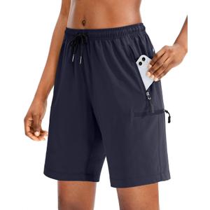 SANTINY Women's 5''/ 7''/9'' Hiking Cargo Shorts Quick Dry Lightweight Summer Shorts for Women Athletic Golf Zipper Pockets (Blue, XXXL)