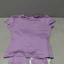 Ulovmi Women's Two Piece Outfit Slim Fit Top Wide Leg Pants Striped Tracksuit Loungewear Casual Outfit Set (Purple, L)