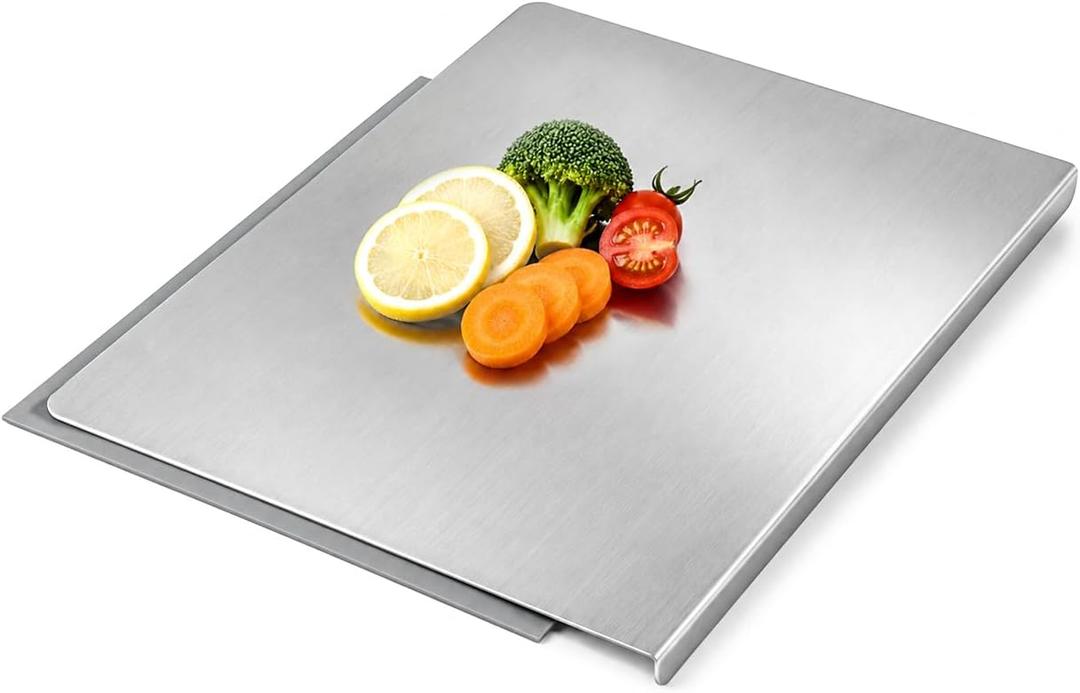 100% Pure Titanium Cutting Board with Counter Lip Set,Large Titanium Cutting Boards For Kitchen with Anti-slip Mat, Tabla De Cortar Picar De Titanio Para Cocina Dishwasher Safe, 15.7"L x 19.7"W