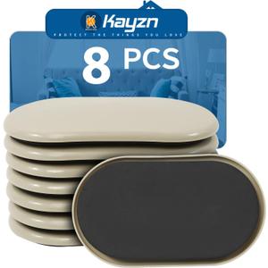 Furniture Slider, 3-1/2" x 6" Oval Heavy-Duty Furniture Movers, Reusable Carpet Sliders for Furniture, Heavy Furniture Moving Pads Moving Sliders - Protect The Surface of The Carpet (8 Pack) (Beige)