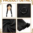 JenPen 2 Pcs Gothic Black Girls Halloween Costume Outfit with Double Braid Wig 2025 Detective Kids Cosplay Dress Accessories (M)