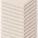 Kitinjoy 100% Cotton Kitchen Dish Cloths (12 X 12 Inches, Beige), 12 Pack Waffle Weave Ultra Soft Absorbent Dish Towels for Drying Dishes Quick Drying Kitchen Towels Dish Rags