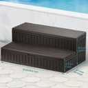 Hot Tub Steps with Storage Extra Wide, 2-Step Spa Stairs Non-Slip Heavy Duty 500 lbs, Easy Assembly, Slip-Resistant, Universal for Hot Tub, RV, Camper, Pool Deck & Bath Fits Any Size, Brown