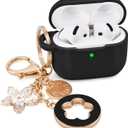 VISOOM Airpods 4 Cases 2024 Cover Women Anti-Drop Silicone iPods 4 Earbuds Wireless Accessories Charging Cases Girl Bling Keychain for Airpod iPods 4th Generation
