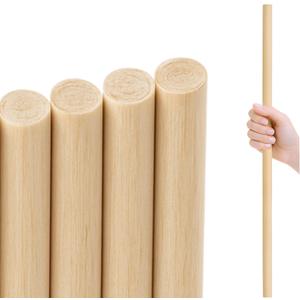 4PCS 3/4 x 24 Inches Birch Dowel Rods 4 Pack Natural Birch Wood Sticks Smooth Wooden Dowels for Crafts DIY Sticks for Crafting Projects Dcor and Unfinished Wood Crafts