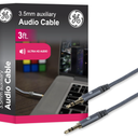 GE home electrical GE Pro 3.5mm Auxiliary Cable, 3ft Audio Cord, Premium Aux Cord for Car, Phone/Tablet, iPad, Home Stereo System and More, 33523