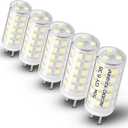 AC/DC 12-24V 5W G6.35 LED Bulb Daylight White 6000K G6.35/GY6.35 Bi-Pin Base JC Type LED 50W Halogen Replacement Bulb for Pendant Puck Closet Accent Landscape Lights, Non-Dimmable, 5 Pack