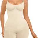 Slimers Body Shaper for Women Tummy Control U Plunge Backless Full Body Shapewear Mid Thigh Mesh strapless Bodysuit Top (X-Large-XX-Large)