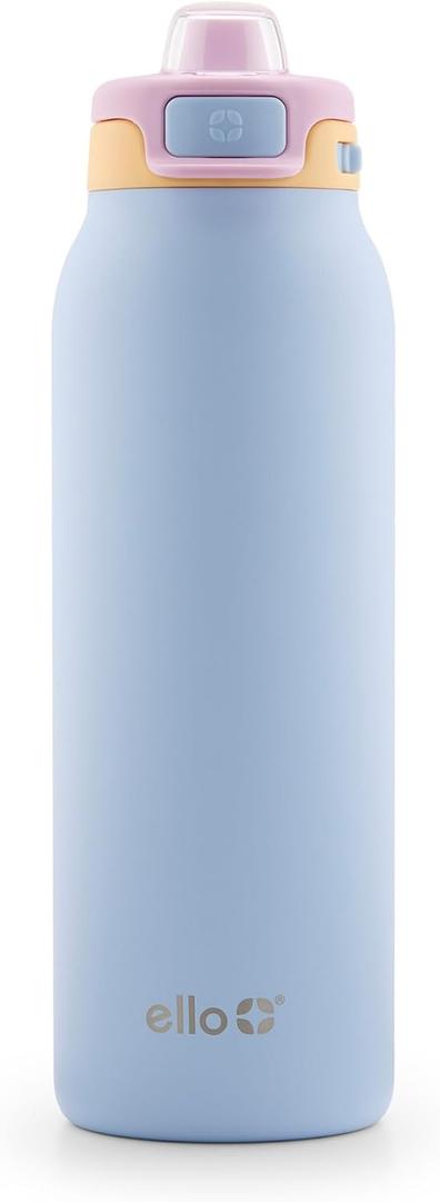 Ello Pop & Fill Stainless Steel Water Bottle with Quick Fill Technology, Double Walled Vacuum Insulated Metal, Leak Proof Locking Lid, Sip & Chug, BPA Free, Holiday Gift for Him Her, 22oz, 32oz, 40oz (Coastal Sunrise)