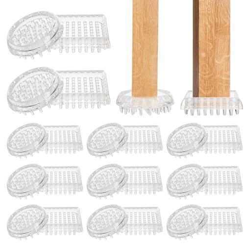 Coloch 24 Pack Carpet Protectors Spiked Caster Cups, Plastic Furniture Caster Cups Clear Round and Square Spiked Furniture Cups for Chair, Table, Sofa, Bed, Furniture