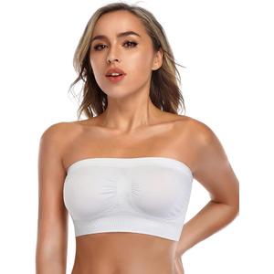 Strapless Comfort Wireless Bra with Slip Silicone Bandeau Bralette Tube Top, M