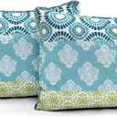 Lush Decor Bohemian Stripe Reversible Cotton Quilt Set, 3 Piece Set, Full/ Queen, Blue & Green - Striped Bedding Set - Blue Quilts Queen Size - Boho Decor