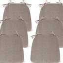 Chair Cushions for Dining Chairs Set of 6, Non Slip Kitchen Chair Pads, 17" x 16" x 2", Indoor Dining Chair Cushions with Ties, Seat Cushion for Kitchen Chairs, Chair Pads, Light Brown