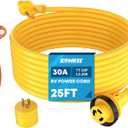 Kohree 25' RV Power Extension Cord 30 Amp Twist Lock RV Adapter Plug 30M/30F with RV Power Adapter 15 Amp to 30 Amp, LED Indicator & Grip Handle, 125V, 3750W, ETL Listed
