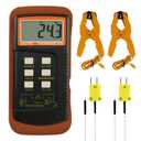 K Type Thermocouple Thermometer (-50~1300C), Dual Channels Digital Thermometer with 2 Temperature Clamp 2 Wired Thermocouple Probes, High Accuracy Temperature Kelvin Scale Meter Tester