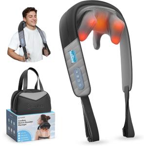COMFIER 4D Neck Massager for Pain Relief Deep Tissue, Hands-Free Massager for Neck and Shoulder Pain, Wireless Back Massager with Storage Bag, Gift for Mom Dad Women Men (Charcoal)