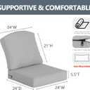 Goodgoods 24 x 24 Outdoor Patio Deep Seat Cushions 2-Pack, 1000+ Hours Fade-Resistant & Water-Resistant Outdoor Furniture Chair Cushions with 30D High-Resilience Foam for Sofa Chair, Stone Gray