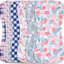 2-in-1 Burp Cloths and Baby Bibs - 6 Pack Large Super Absorbent Soft Cotton Burping Cloths for Spit Up, 3 Layers Thick Baby Burp Rags for Girls & Boys