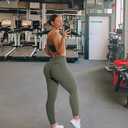 OMKAGI Smile Butt Lifting Workout Leggings for Women High Waisted Seamless Compression Yoga Pants (Green)