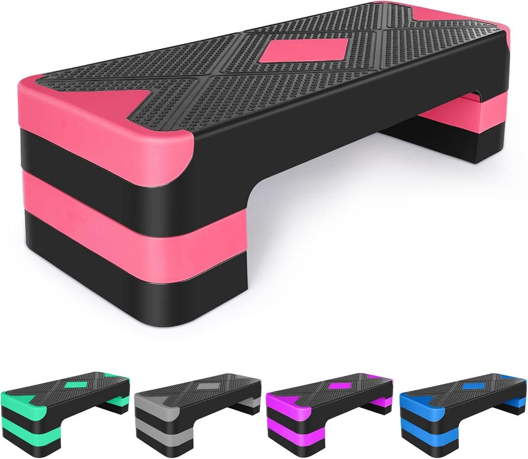 Adjustable Workout Aerobic Stepper in Fitness & Exercise Step Platform Trainer 3 settings adjustable height 4-6-8