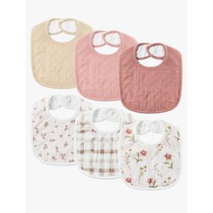 6-Pack Muslin Baby Bibs for Unisex Boys Girls, Cotton Baby Drool Bibs, Drooling and Teething Bibs for Infant