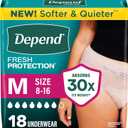 Depend Fresh Protection Adult Diapers, Incontinence Underwear for Women, Disposable, Maximum, Medium, Blush, 18 Count